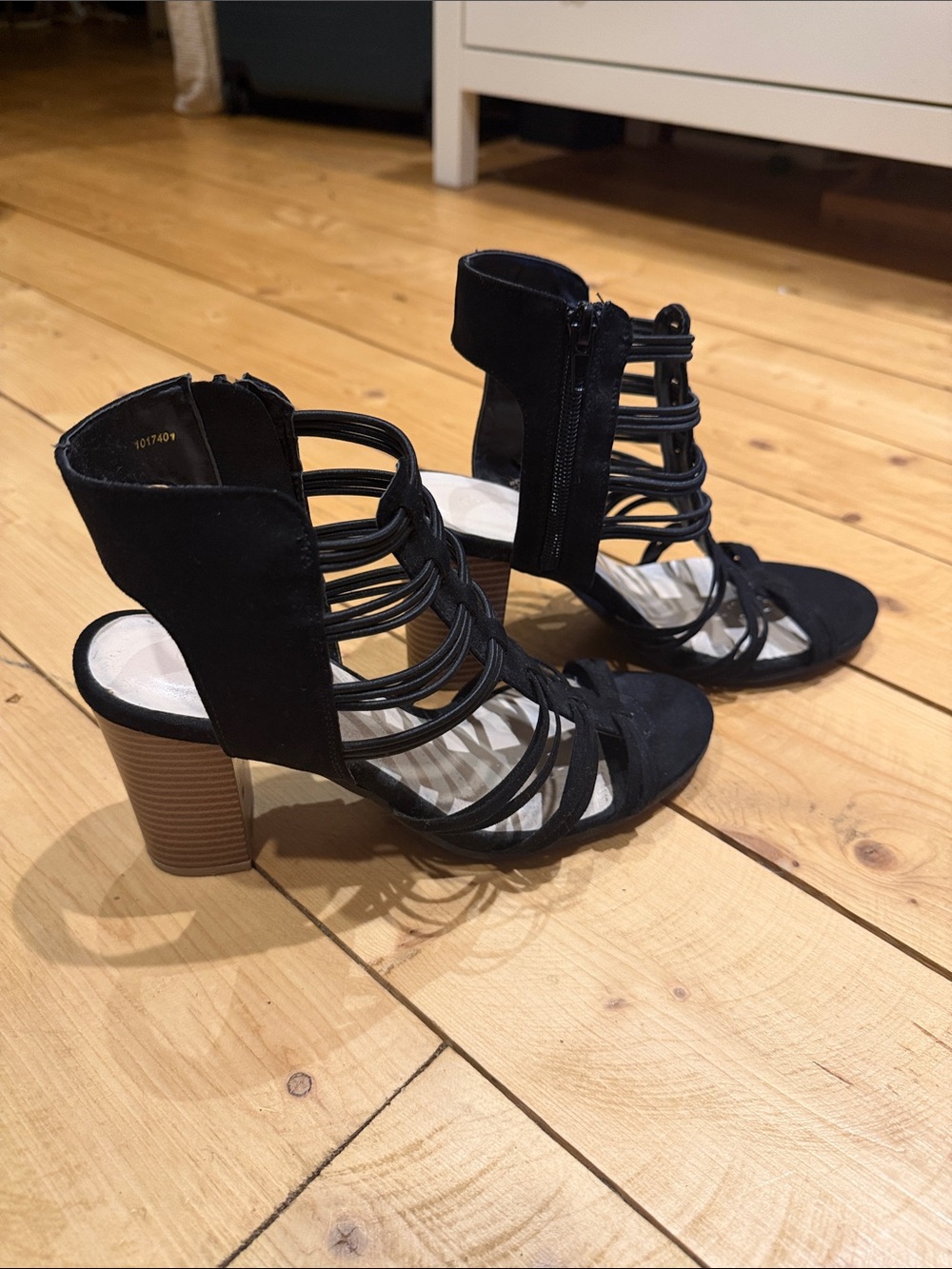 Charlotte Russe Black Strappy Block Heel Sandals